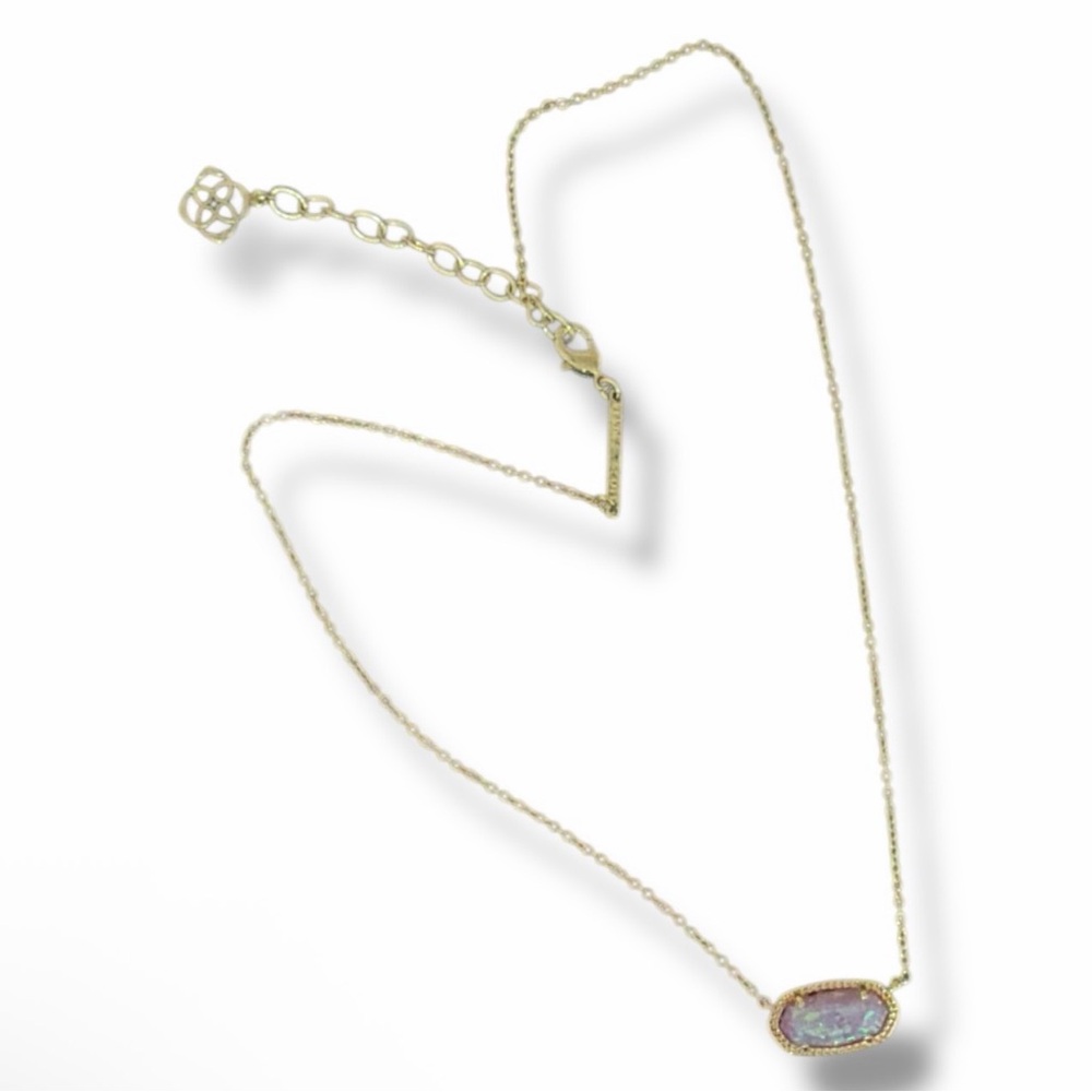 Kendra Scott Elisa Gold Pendant Necklace Lilac Kyocera Opal 15-17”- NEW - Picture 3 of 4